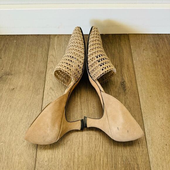 Nine West 80s vintage tan woven toe suade back Heels woman’s 8 - Picture 6 of 11
